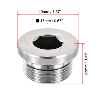 Harfington Uxcell Stainless Steel Inner Hex Head Pipe Plug with Seal Ring