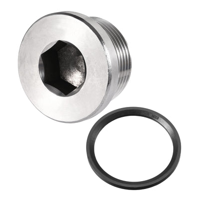 Harfington Uxcell Stainless Steel Inner Hex Head Pipe Plug with Seal Ring