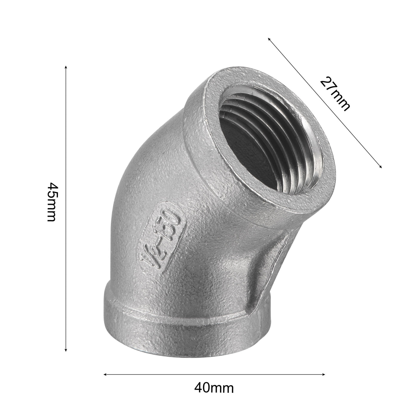 Uxcell Uxcell Pipe Fitting 45 Degree Elbow 3/8 NPT Female Thread Hose Connector Adapter, 304 Stainless Steel Pack of 2