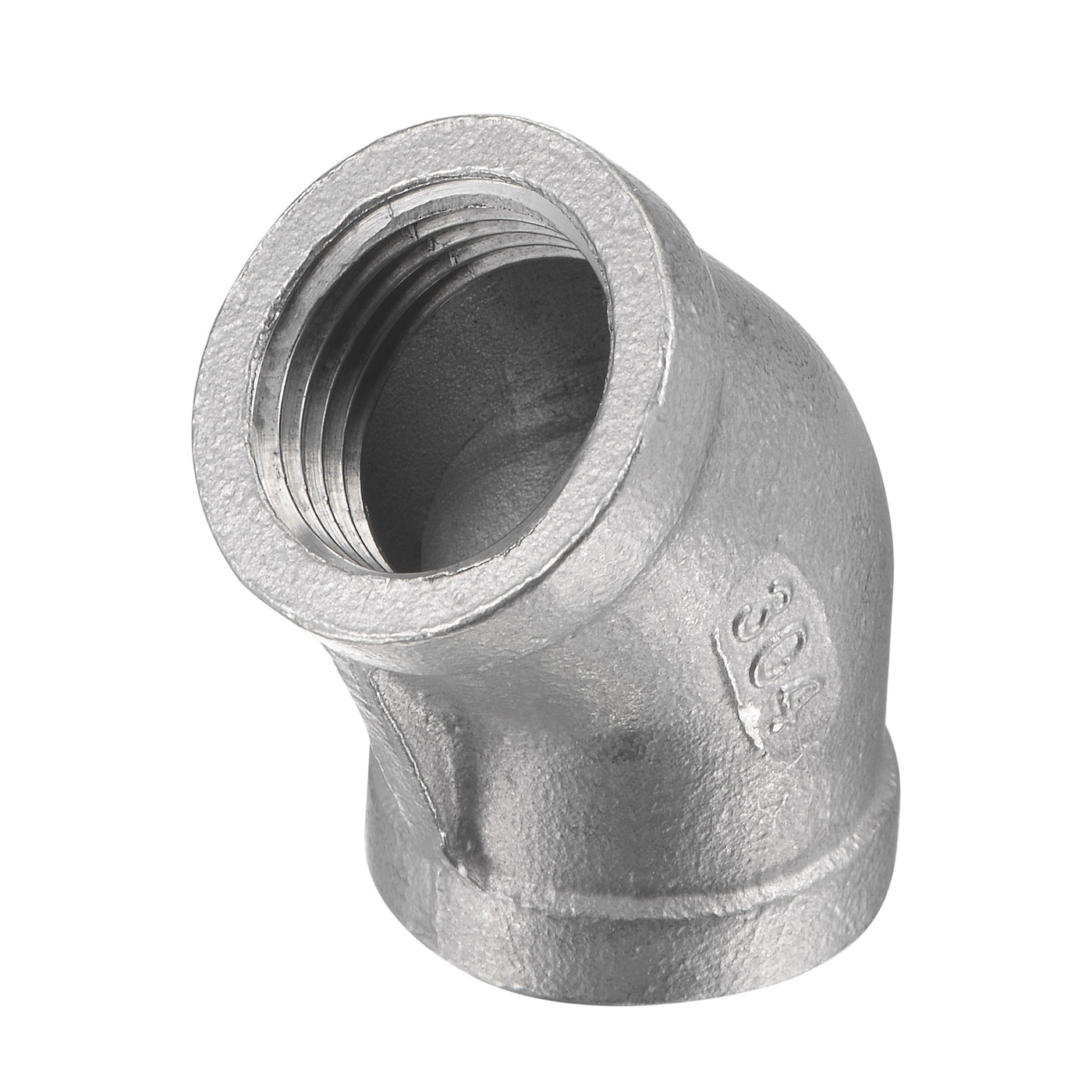 Uxcell Uxcell Pipe Fitting 45 Degree Elbow 3/8 NPT Female Thread Hose Connector Adapter, 304 Stainless Steel Pack of 2