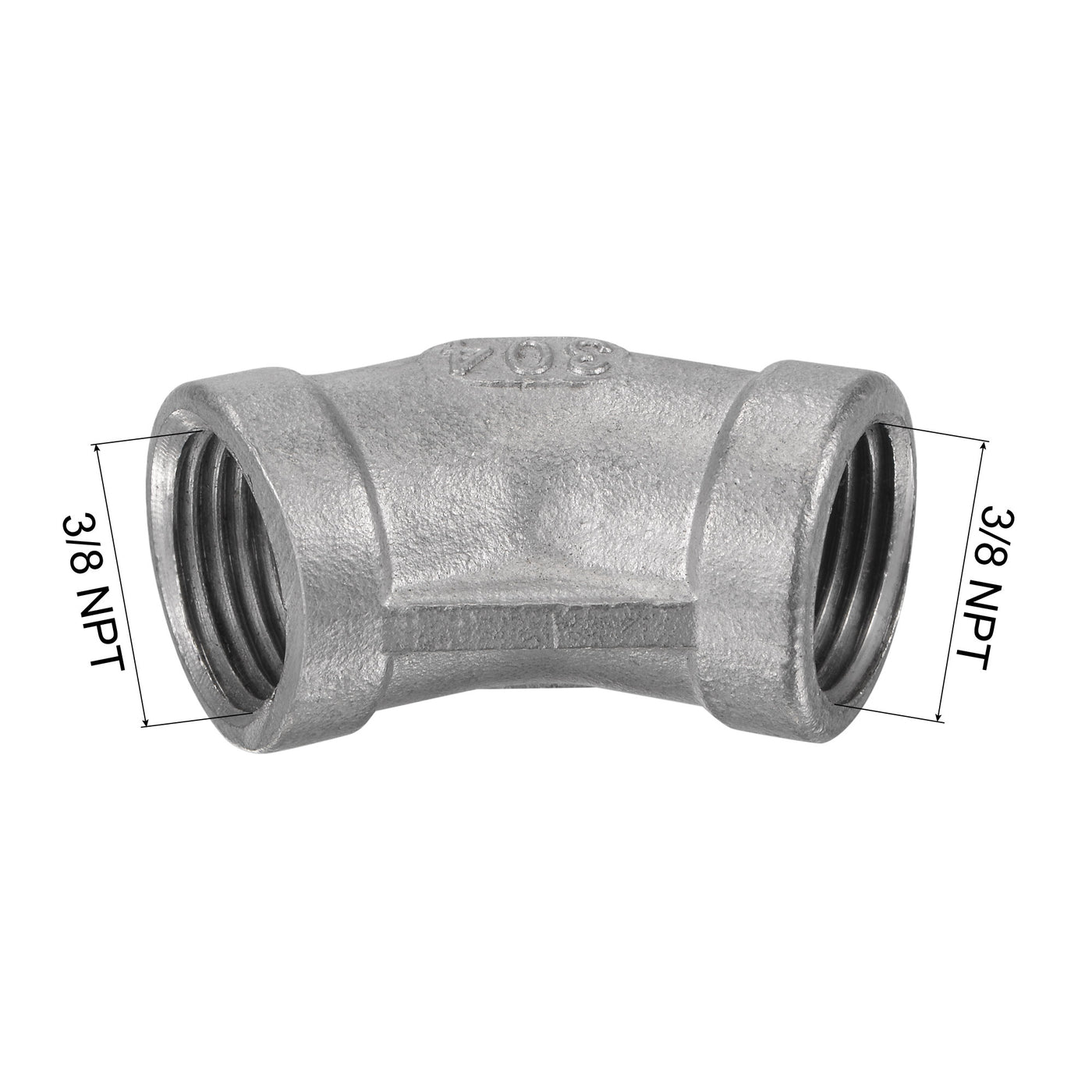 Uxcell Uxcell Pipe Fitting 45 Degree Elbow 3/8 NPT Female Thread Hose Connector Adapter, 304 Stainless Steel Pack of 2