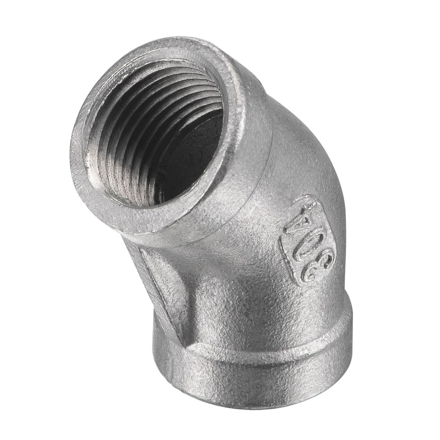 Uxcell Uxcell Pipe Fitting 45 Degree Elbow 3/8 NPT Female Thread Hose Connector Adapter, 304 Stainless Steel Pack of 2