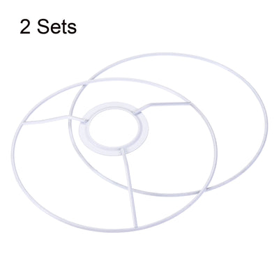 Harfington Uxcell Lamp Shade Ring, 180mm Dia. Lampshade Holder Frame Ring for E26/E27 Lamp Socket, Baked Coating Iron 2 Set