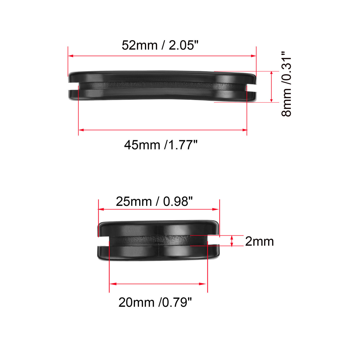 uxcell Uxcell Rubber Grommets Oval Double-Sided Mount Size 45 x 20 mm for Wire Protection 4pcs