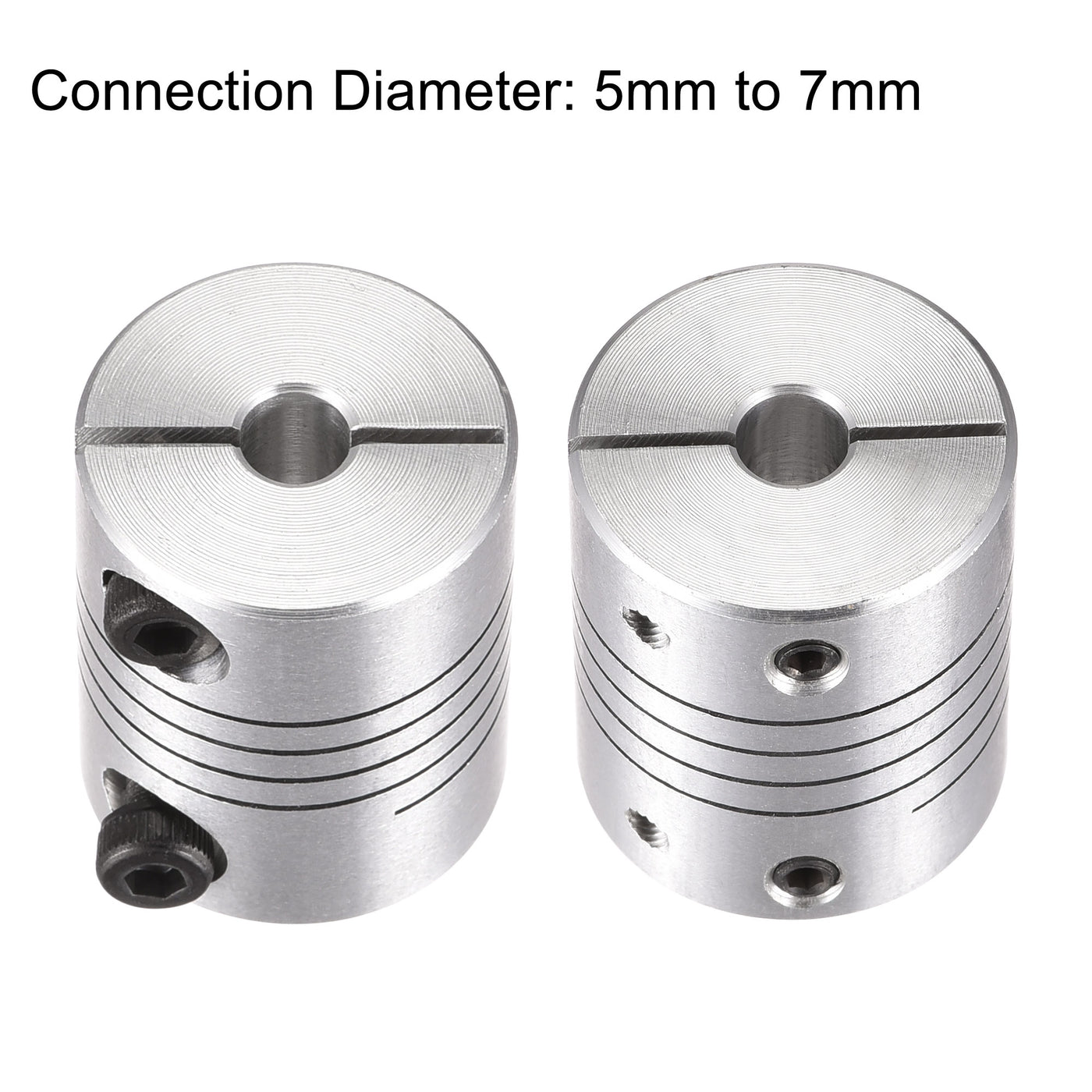 uxcell Uxcell 2PCS Motor Shaft 5mm to 7mm Helical Beam Coupler Coupling 25mm Dia 30mm Length