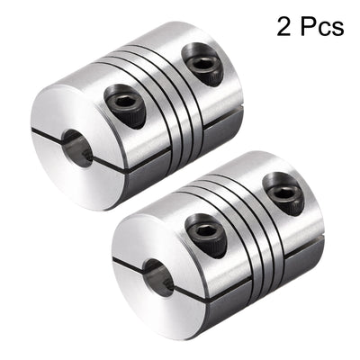 Harfington Uxcell 2PCS Motor Shaft 7mm to 7mm Helical Beam Coupler Coupling 25mm Dia 30mm Length