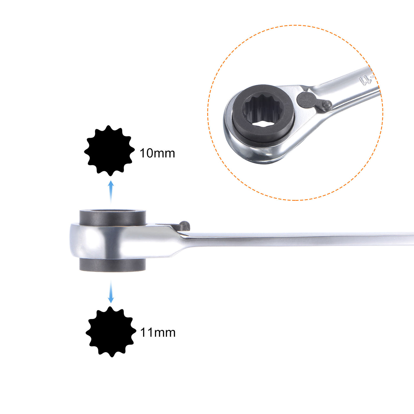 Uxcell Uxcell 4 in 1 Reversible Ratcheting Wrench, 16-17-18-19mm Double Box End, 72 Teeth