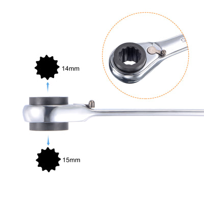 Harfington Uxcell 4 in 1 Reversible Ratcheting Wrench, 16-17-18-19mm Double Box End, 72 Teeth