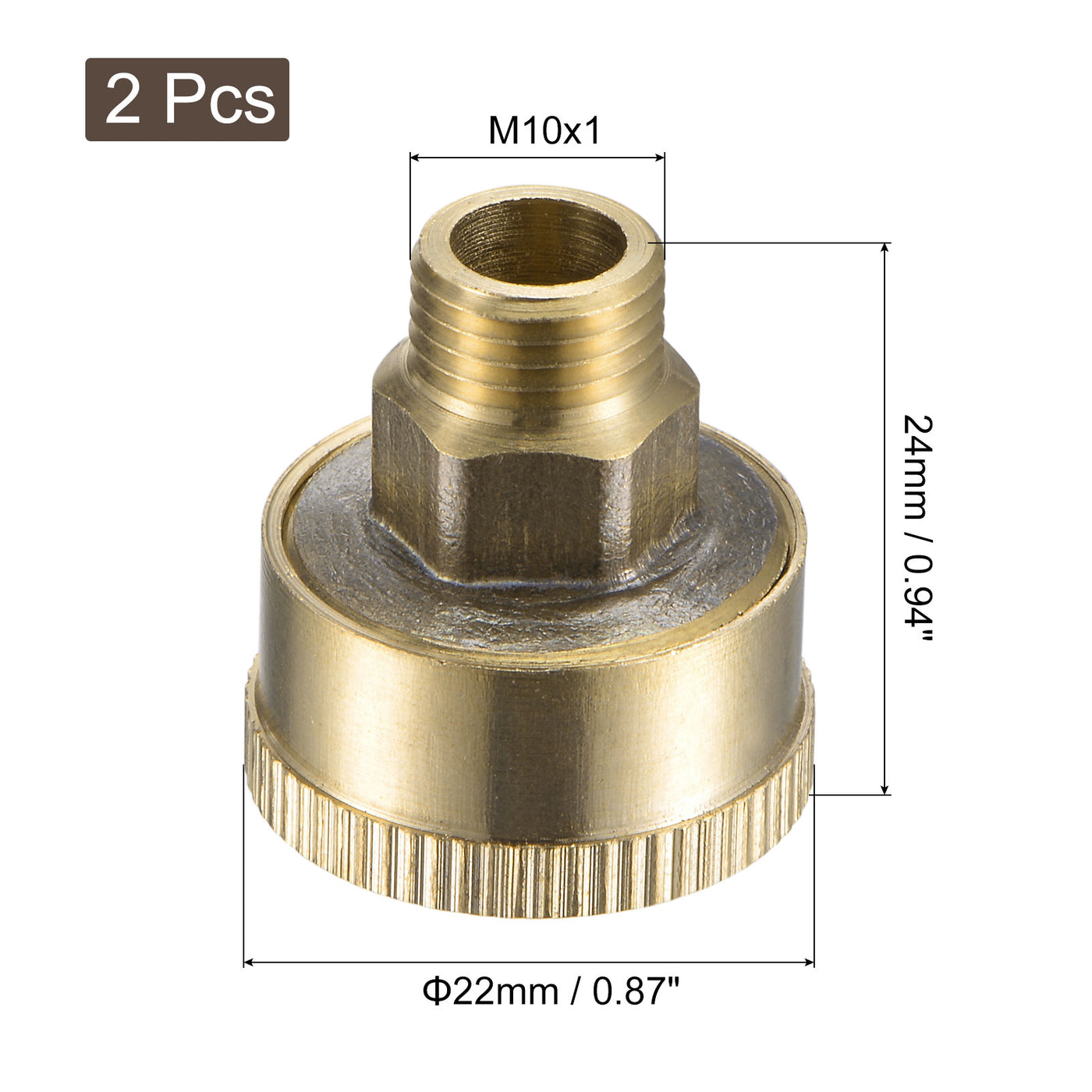 uxcell Uxcell Grease Oil Cup Cap M10x1 Male Thread 3ml Brass Machine Parts 2Pcs