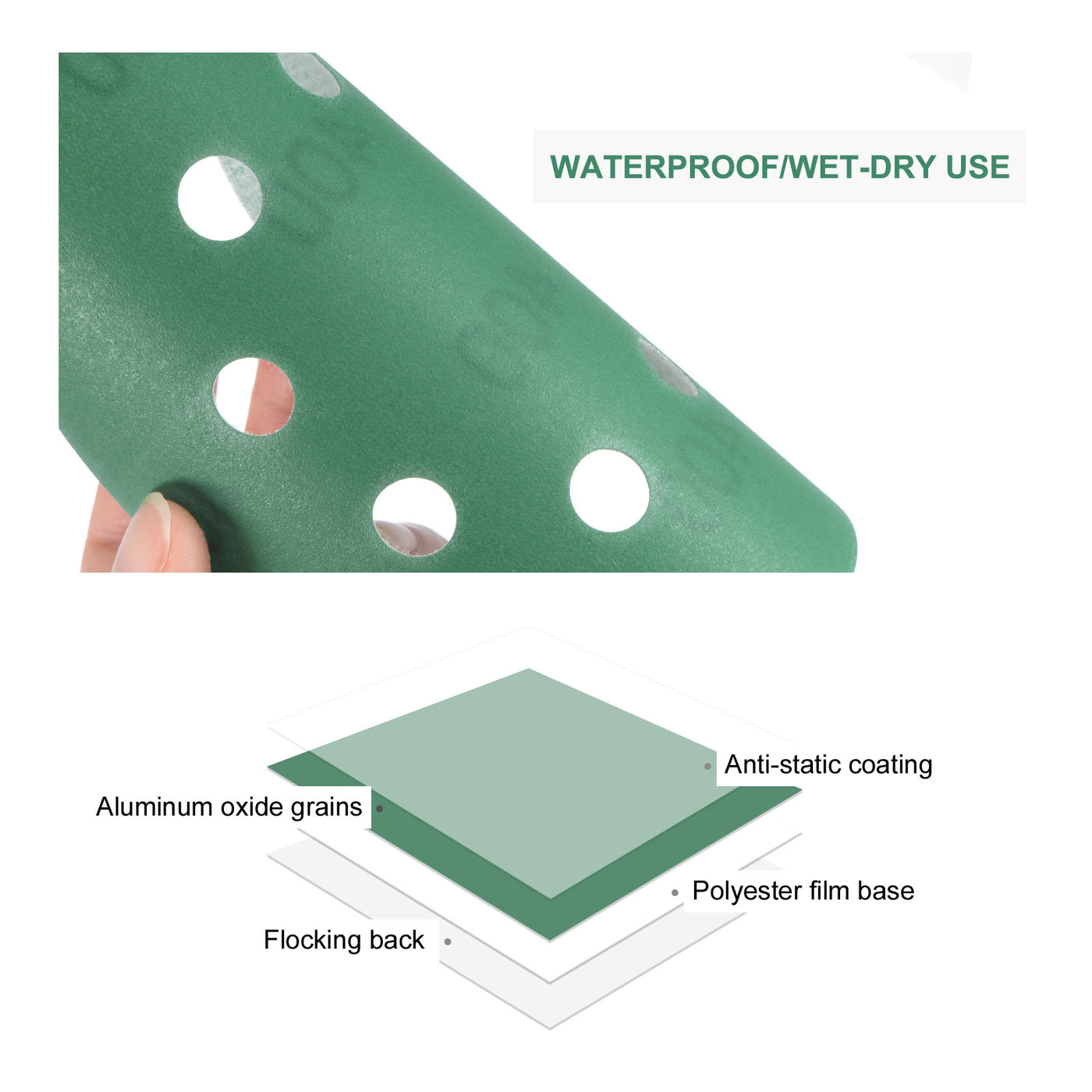 uxcell Uxcell Green Film Sanding Disc Hook & Loop Backed Sandpapers