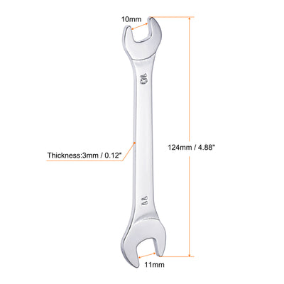 Harfington Uxcell Thin Open End Wrench, Metric Chrome Plated High Carbon Steel