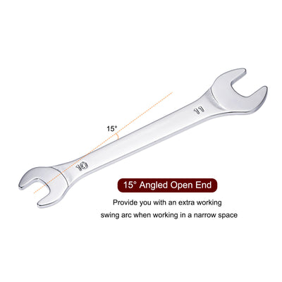 Harfington Uxcell Thin Open End Wrench, Metric Chrome Plated High Carbon Steel