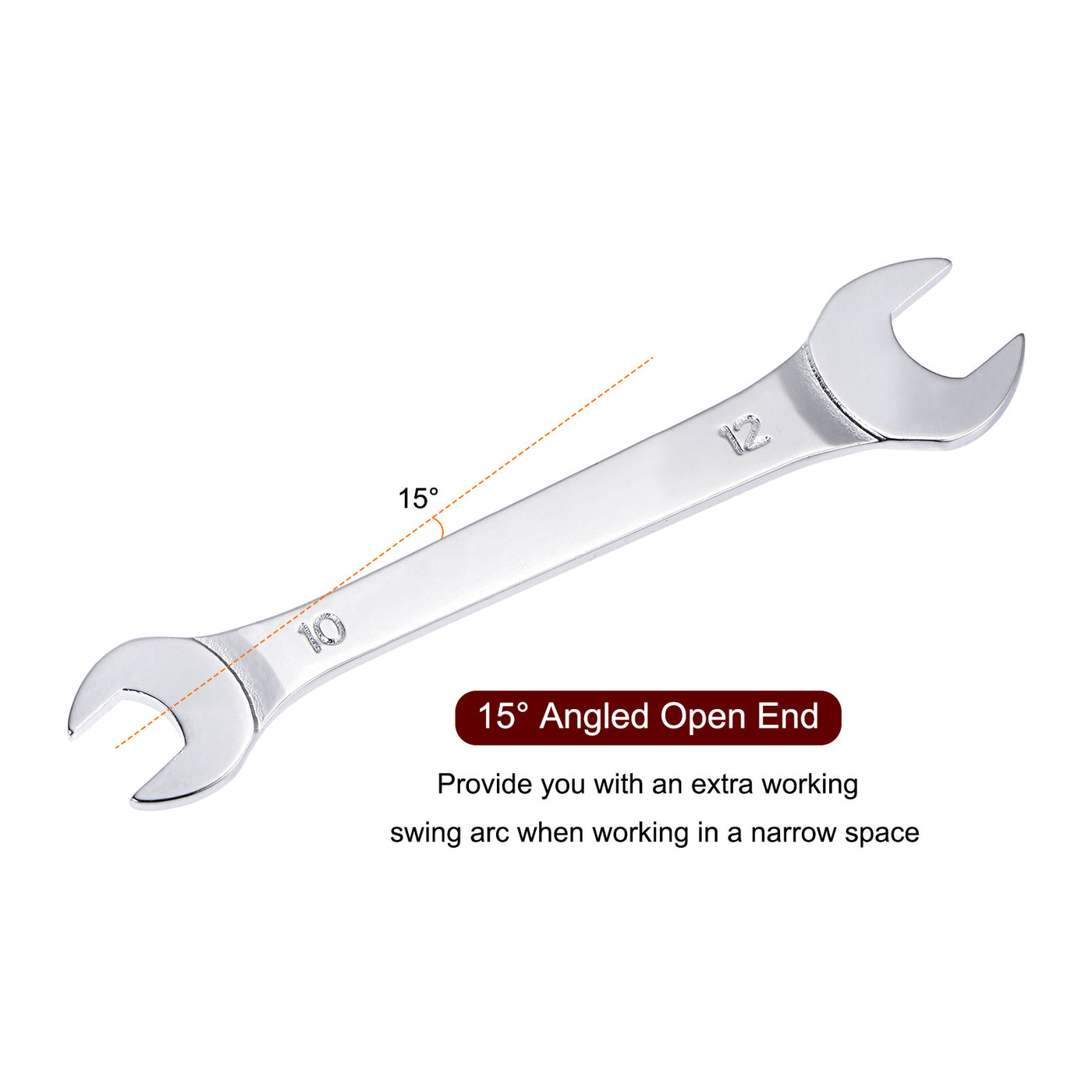 uxcell Uxcell Thin Open End Wrench, Metric Chrome Plated High Carbon Steel