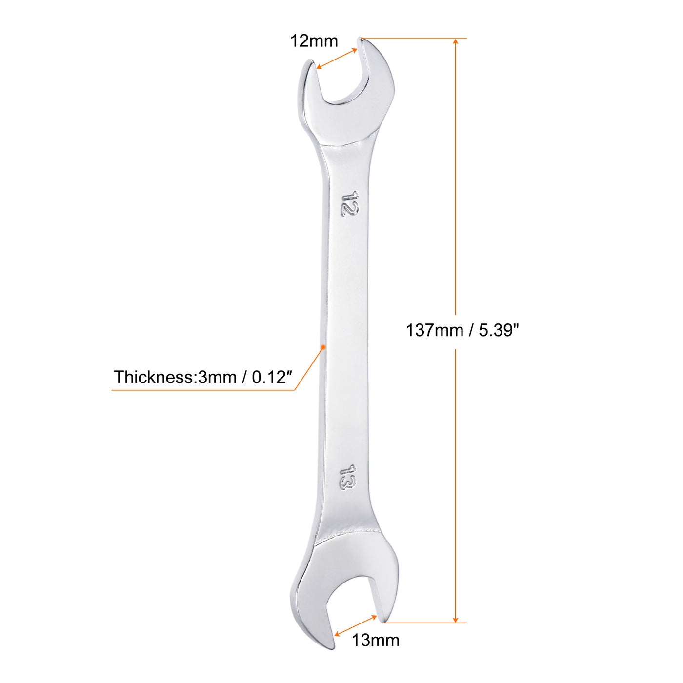 uxcell Uxcell Thin Open End Wrench, Metric Chrome Plated High Carbon Steel