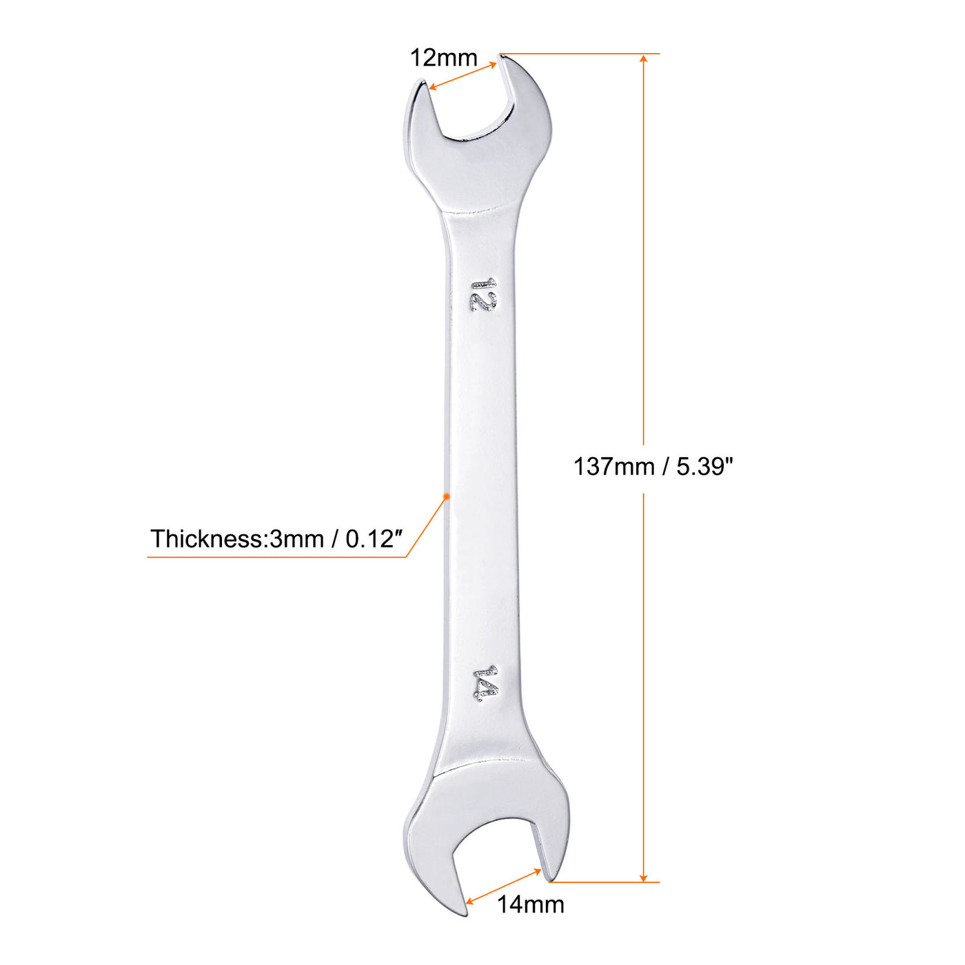 uxcell Uxcell Thin Open End Wrench, Metric Chrome Plated High Carbon Steel