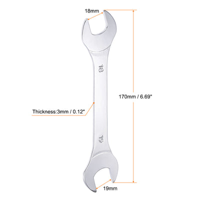 Harfington Uxcell Thin Open End Wrench, Metric Chrome Plated High Carbon Steel