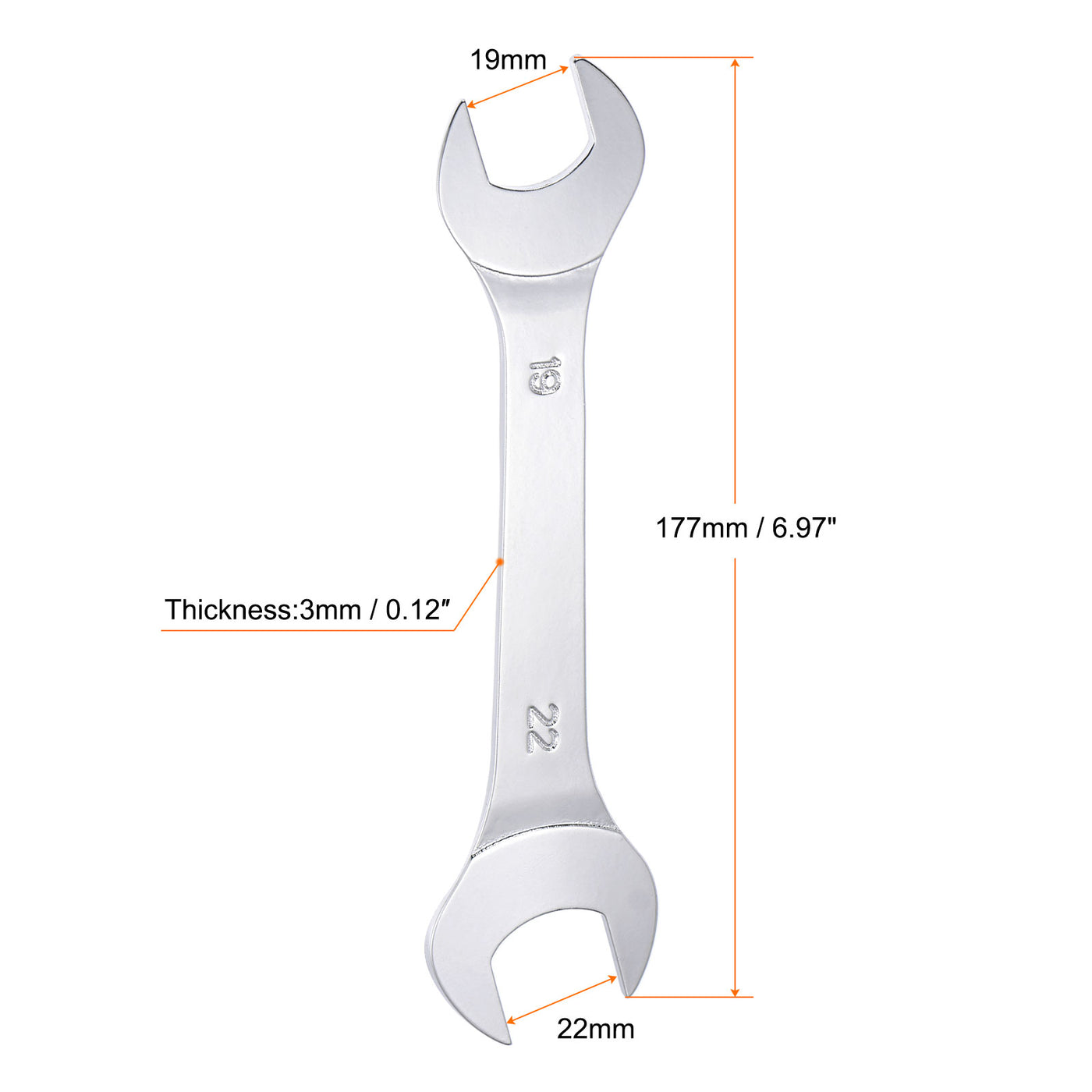 uxcell Uxcell Thin Open End Wrench, Metric Chrome Plated High Carbon Steel