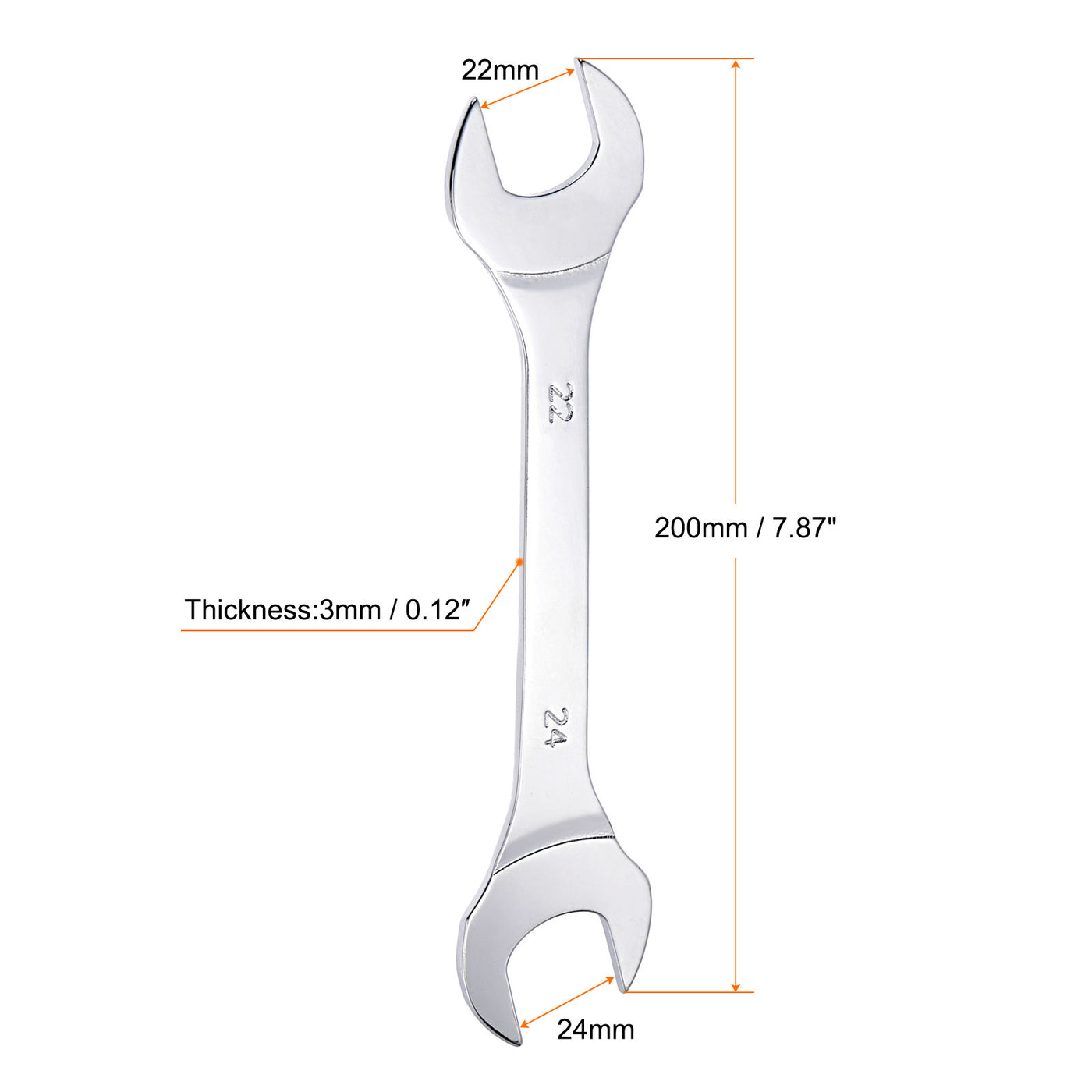 uxcell Uxcell Thin Open End Wrench, Metric Chrome Plated High Carbon Steel