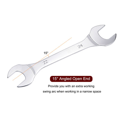 Harfington Uxcell Thin Open End Wrench, Metric Chrome Plated High Carbon Steel