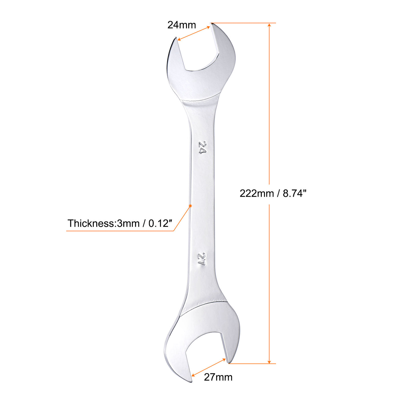 uxcell Uxcell Thin Open End Wrench, Metric Chrome Plated High Carbon Steel