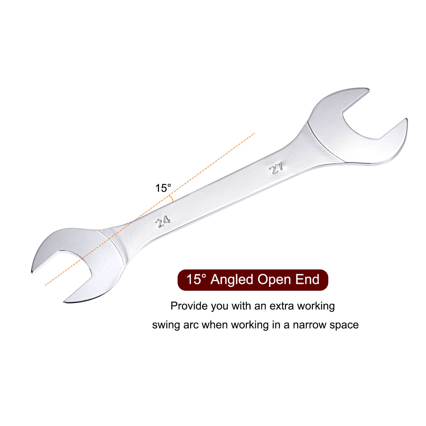 uxcell Uxcell Thin Open End Wrench, Metric Chrome Plated High Carbon Steel