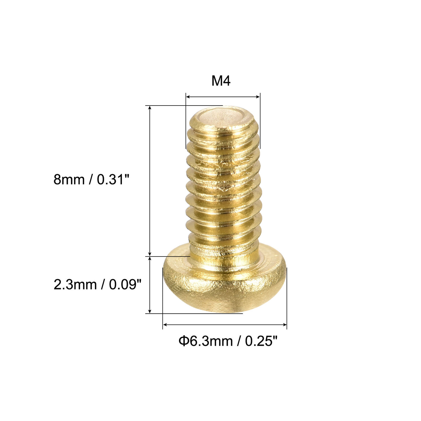 uxcell Uxcell Brass Machine Screws, Phillips Pan Head Fastener Bolt for Furniture, Office Equipment, Electronics