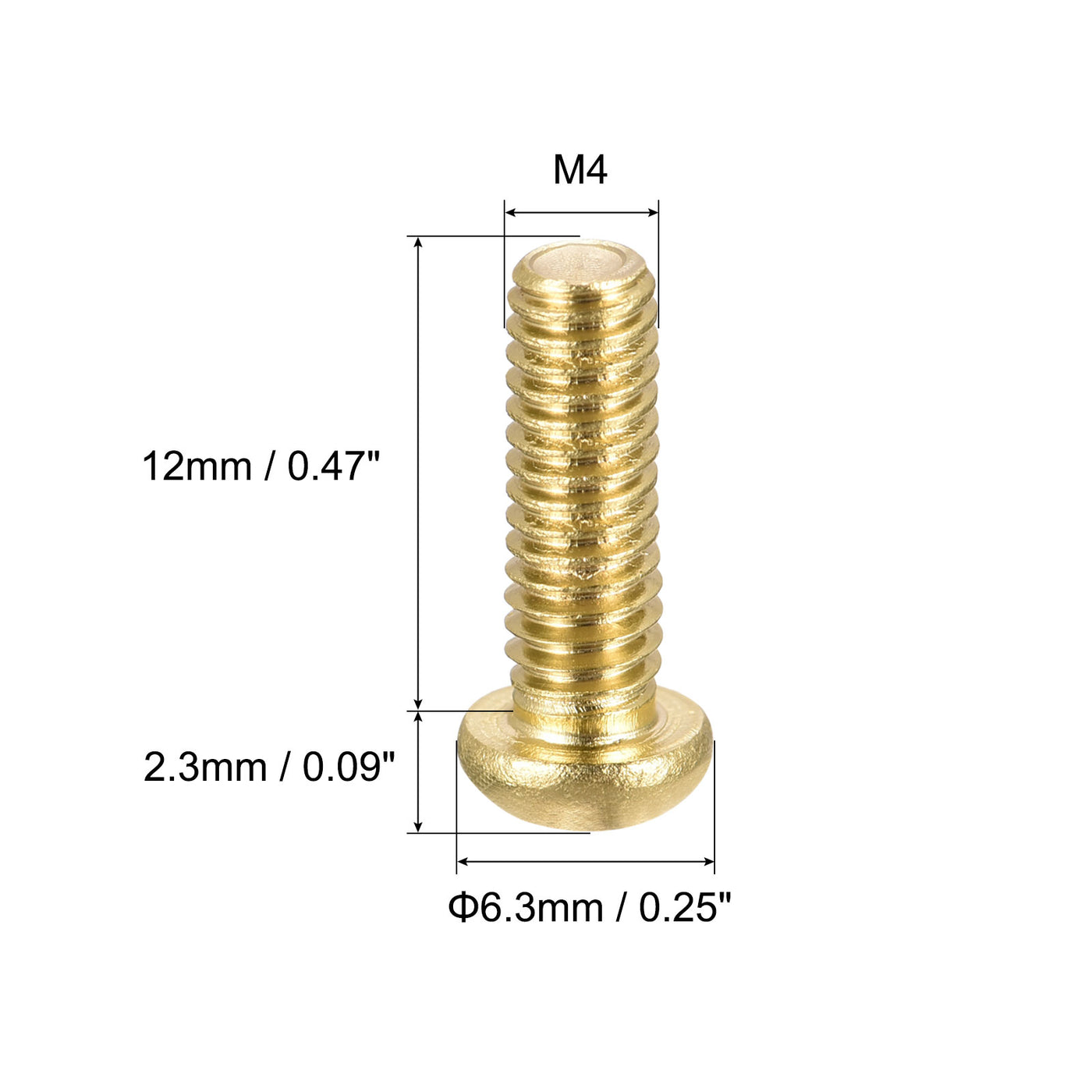 uxcell Uxcell Brass Machine Screws, Phillips Pan Head Fastener Bolt for Furniture, Office Equipment, Electronics