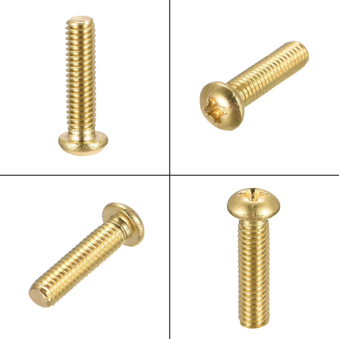 uxcell Uxcell Brass Machine Screws, Phillips Pan Head Fastener Bolt for Furniture, Office Equipment, Electronics