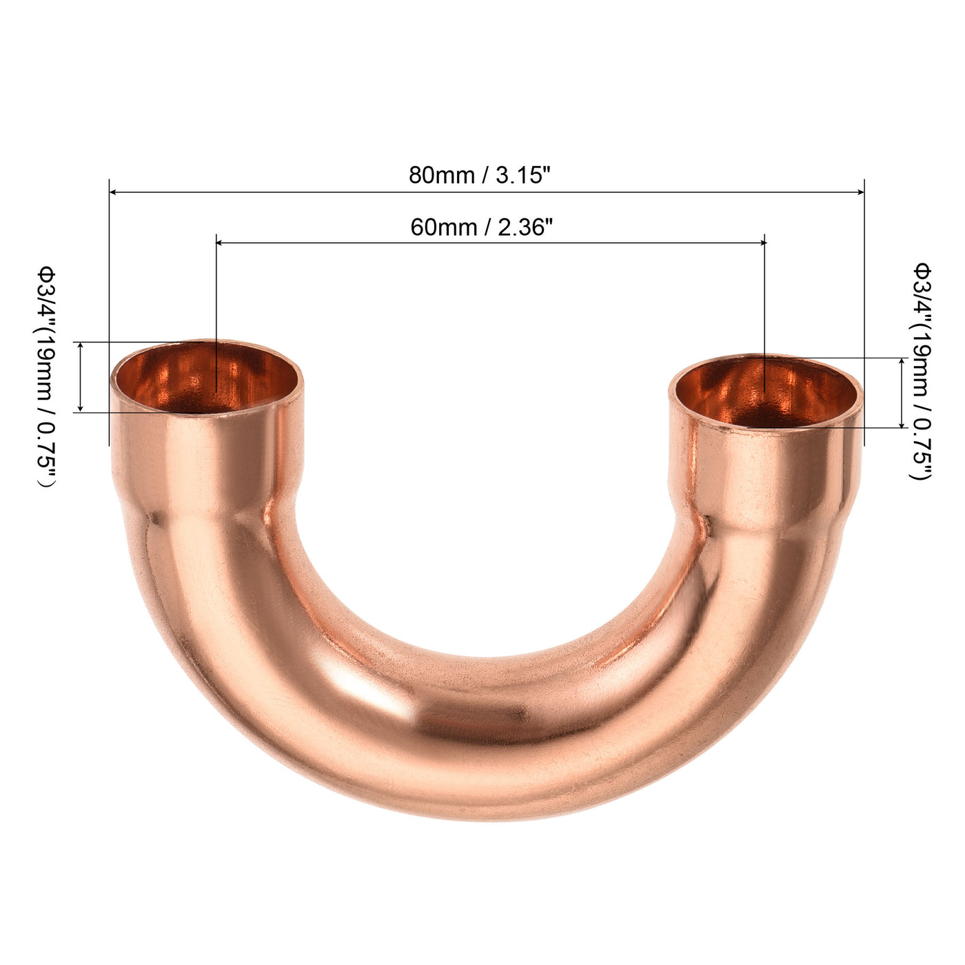 Harfington 180 Degree Return Bend Copper Fitting Welded Elbow Connection, for Refrigeration