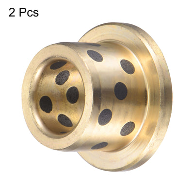 Harfington Uxcell Flanged Sleeve Bearings Wrapped Oilless Bushing Brass