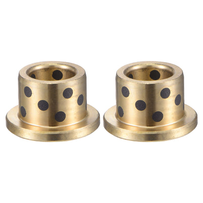 Harfington Uxcell Flanged Sleeve Bearings Wrapped Oilless Bushing Brass