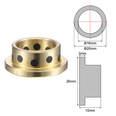 Harfington Uxcell Flanged Sleeve Bearings Wrapped Oilless Bushing Brass