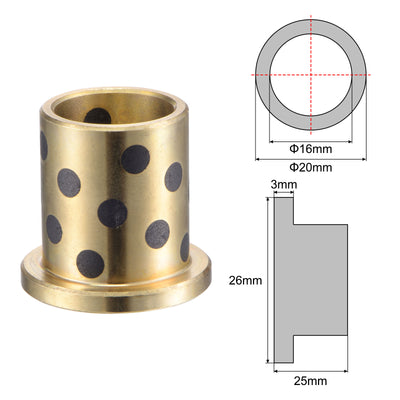 Harfington Uxcell Flanged Sleeve Bearings Wrapped Oilless Bushing Brass