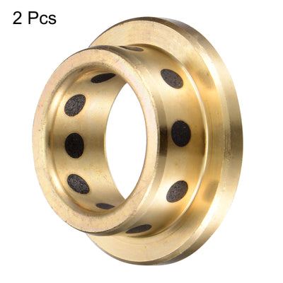 Harfington Uxcell Flanged Sleeve Bearings Wrapped Oilless Bushing Brass