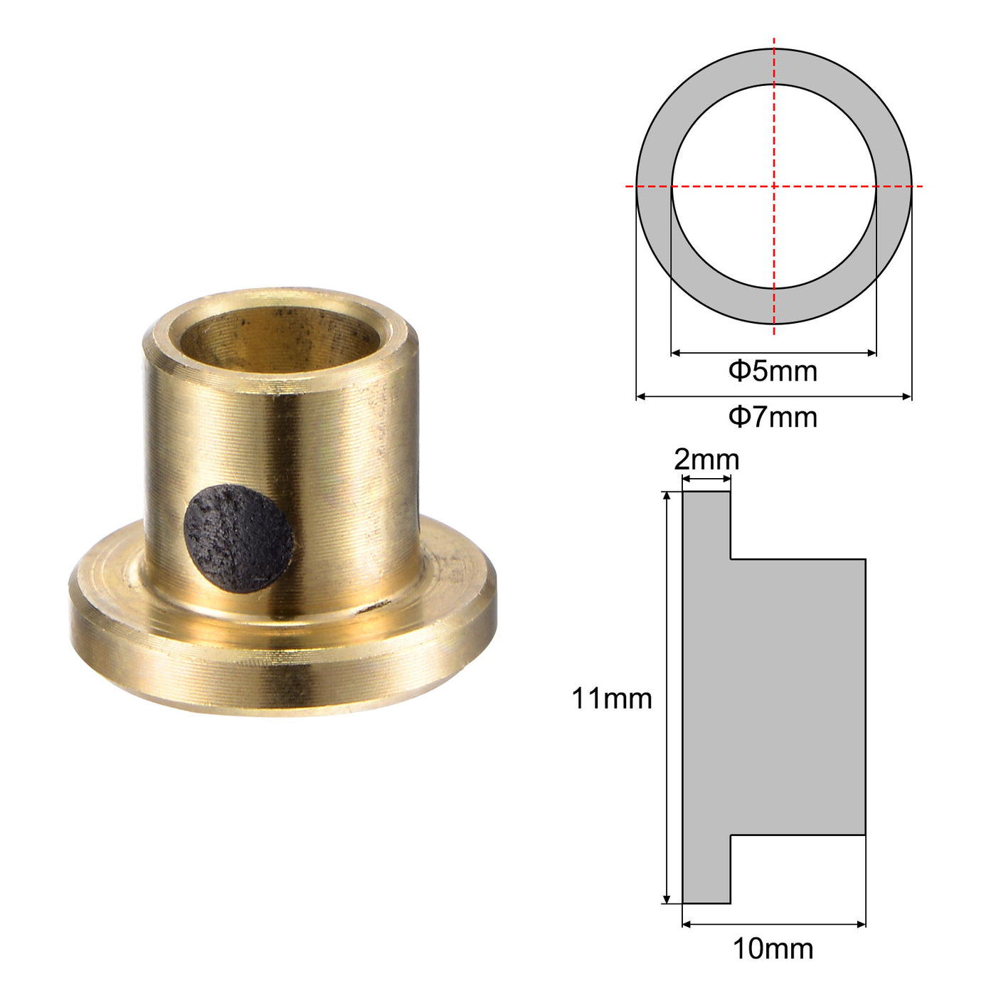 uxcell Uxcell Flanged Sleeve Bearings Wrapped Oilless Bushing Brass