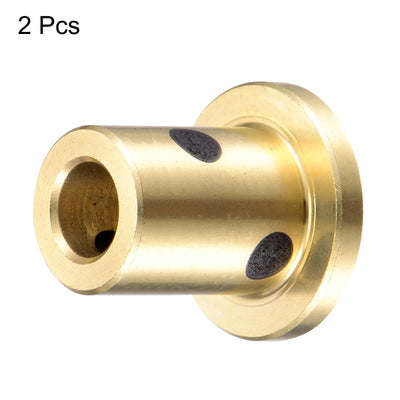 Harfington Uxcell Flanged Sleeve Bearings Wrapped Oilless Bushing Brass