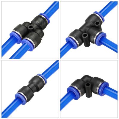 Harfington Pneumatic PU Air Hose Pipe Kit, Tube Connector with Push to Connect Fitting