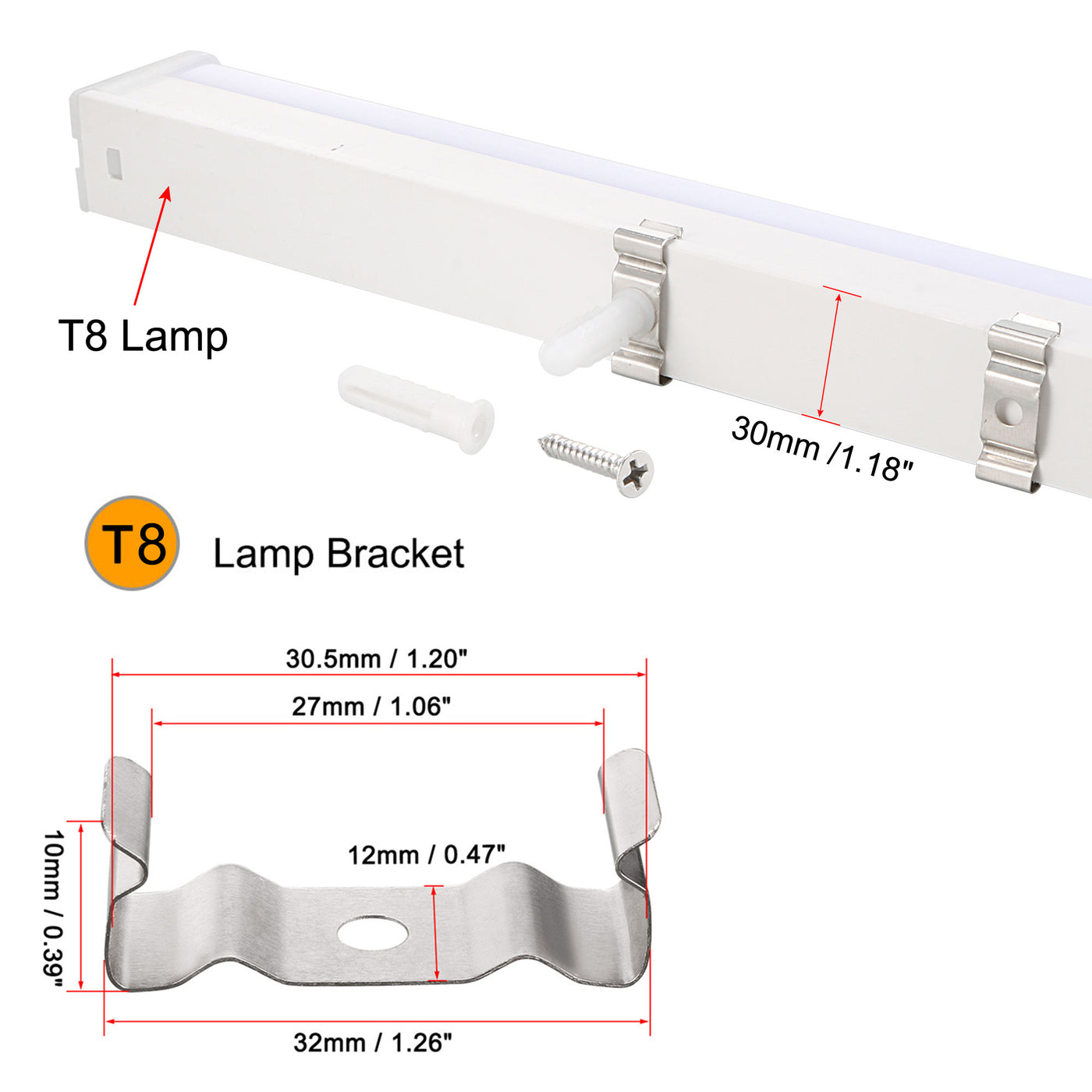 Harfington Clips Bracket Hanger Fluorescent Tube Light Fixture Holder Clamps with Screws Hollow Pipes for LED Ceiling Lamp