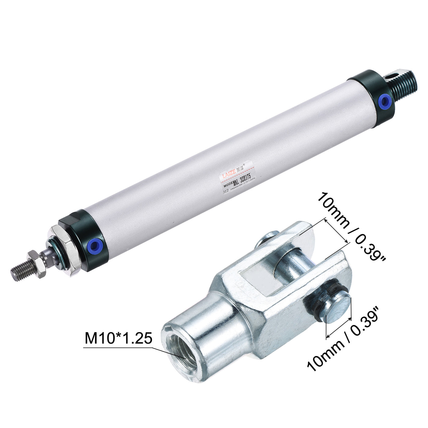 Harfington Air Cylinder Double Action Bore Stroke with Y Connector and Quick Fitting Set