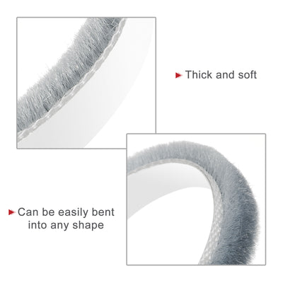 Harfington Uxcell Weather Stripping Brush Self-Adhesive Seal Weatherstrip Sweep Brush for Door Window