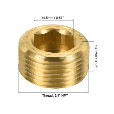 Harfington Messing-Rohrstopfen mit NPT-Außengewinde, Innensechskant-Innenkopf, passend für Wasser-, Luft- und Kraftstoffleitungen