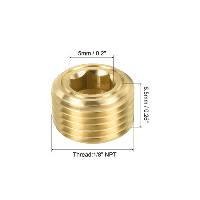 Harfington Brass Pipe Plug Male Thread Hex Internal Head Socket Fitting for Water Air Fuel Pipe