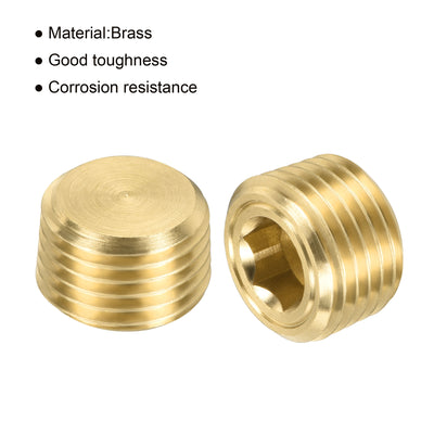 Harfington Brass Pipe Plug Male Thread Hex Internal Head Socket Fitting for Water Air Fuel Pipe