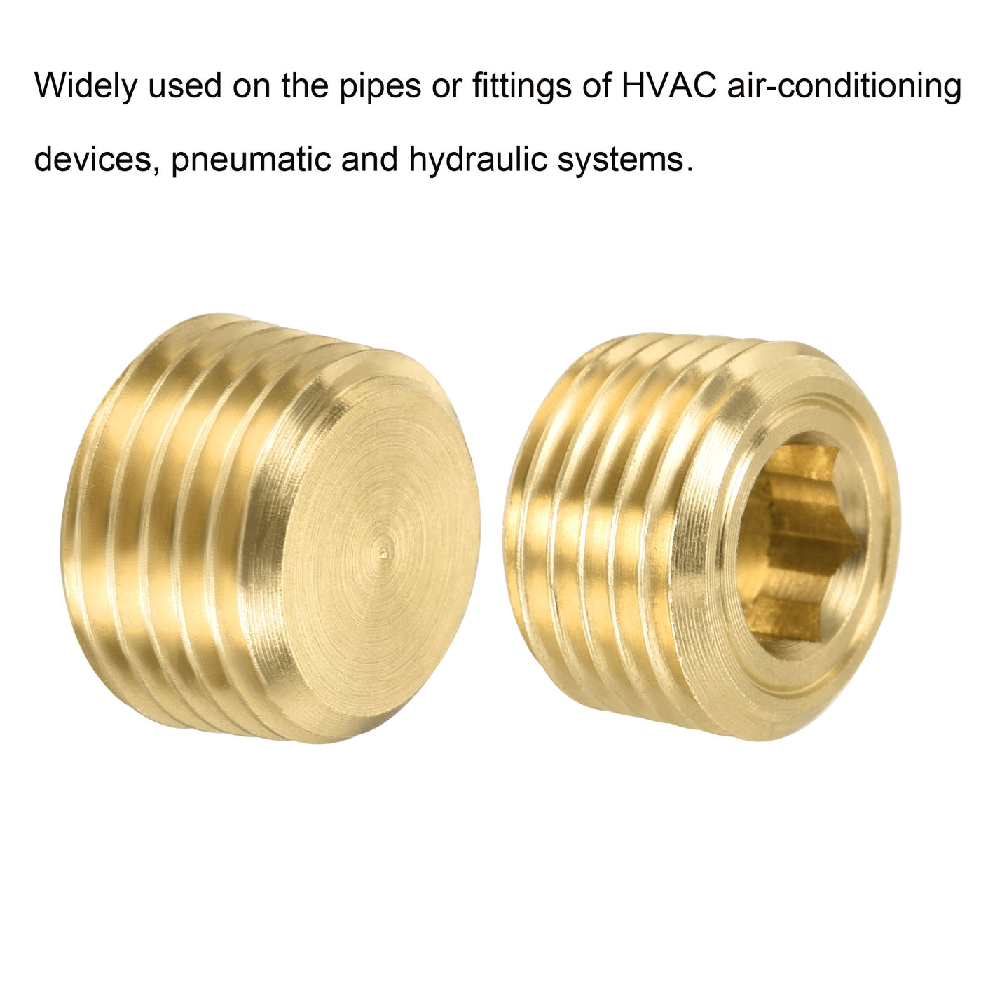 Harfington Brass Pipe Plug Male Thread Hex Internal Head Socket Fitting for Water Air Fuel Pipe