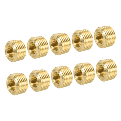 Harfington Brass Pipe Plug Male Thread Hex Internal Head Socket Fitting for Water Air Fuel Pipe