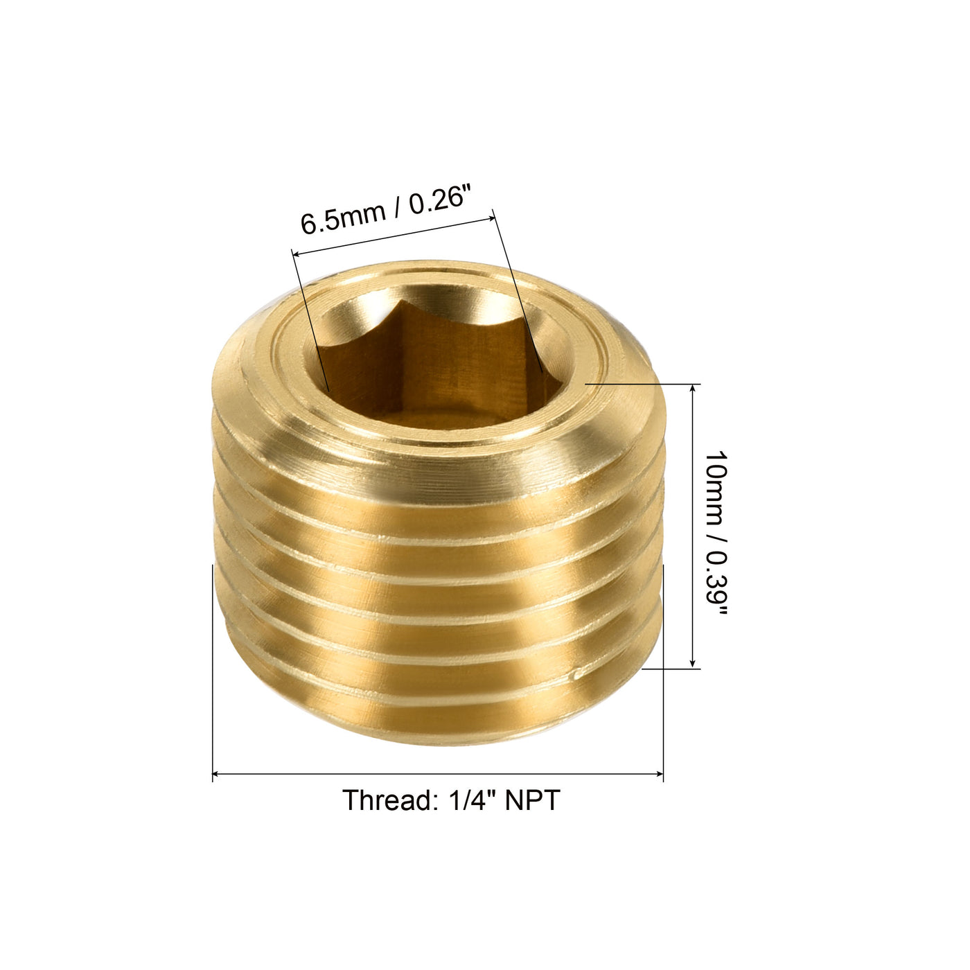 Harfington Brass Pipe Plug Male Thread Hex Internal Head Socket Fitting for Water Air Fuel Pipe