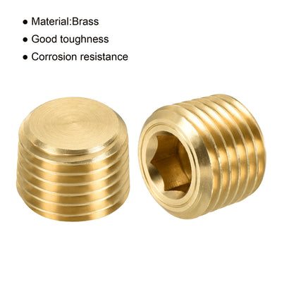 Harfington Brass Pipe Plug Male Thread Hex Internal Head Socket Fitting for Water Air Fuel Pipe