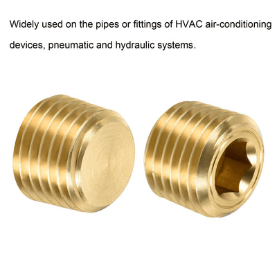 Harfington Brass Pipe Plug Male Thread Hex Internal Head Socket Fitting for Water Air Fuel Pipe