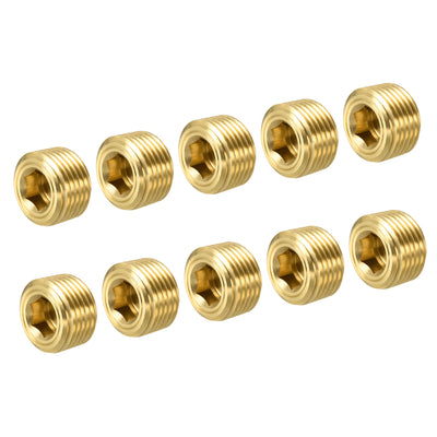 Harfington Brass Pipe Plug Male Thread Hex Internal Head Socket Fitting for Water Air Fuel Pipe