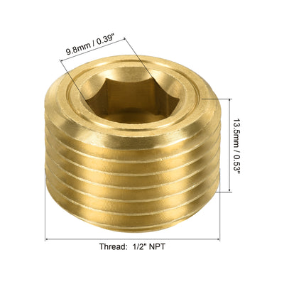 Harfington Brass Pipe Plug Male Thread Hex Internal Head Socket Fitting for Water Air Fuel Pipe